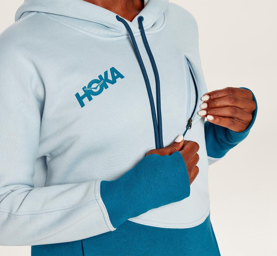 Hoka Australia One One Performance - Womens Hoodie Blue - WZKHX-5419